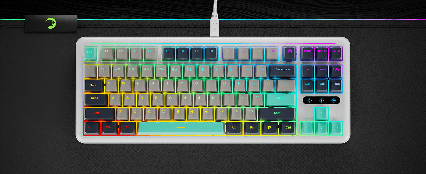GamePower Zoom RGB Kablolu Mekanik Beyaz Gaming Klavye